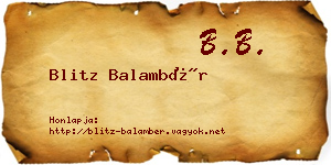 Blitz Balambér névjegykártya